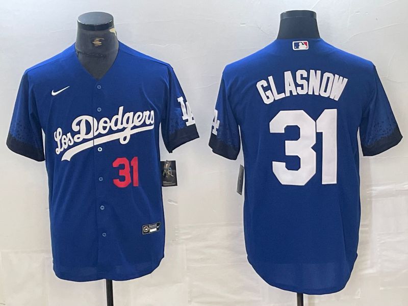 Men Los Angeles Dodgers 31 Glasnow Blue City Edition 2024 Nike Game MLB Jersey style 3